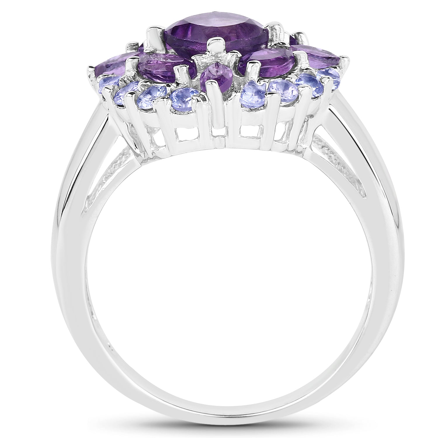 2.19 Carat Genuine Amethyst and Tanzanite .925 Sterling Silver Ring Bids.com
