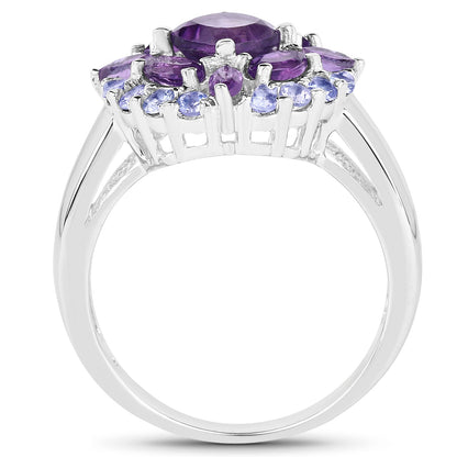 2.19 Carat Genuine Amethyst and Tanzanite .925 Sterling Silver Ring Bids.com