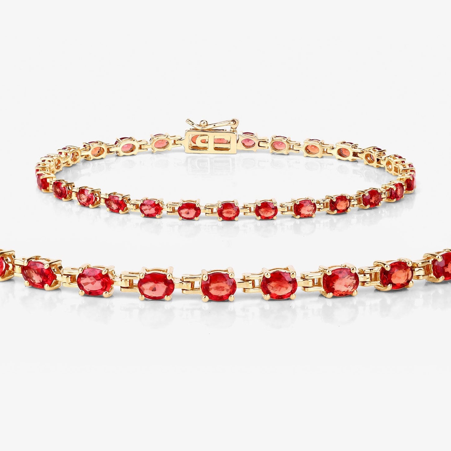 7.00 Carat Genuine Orange Sapphire 14K Yellow Gold Bracelet Bids.com