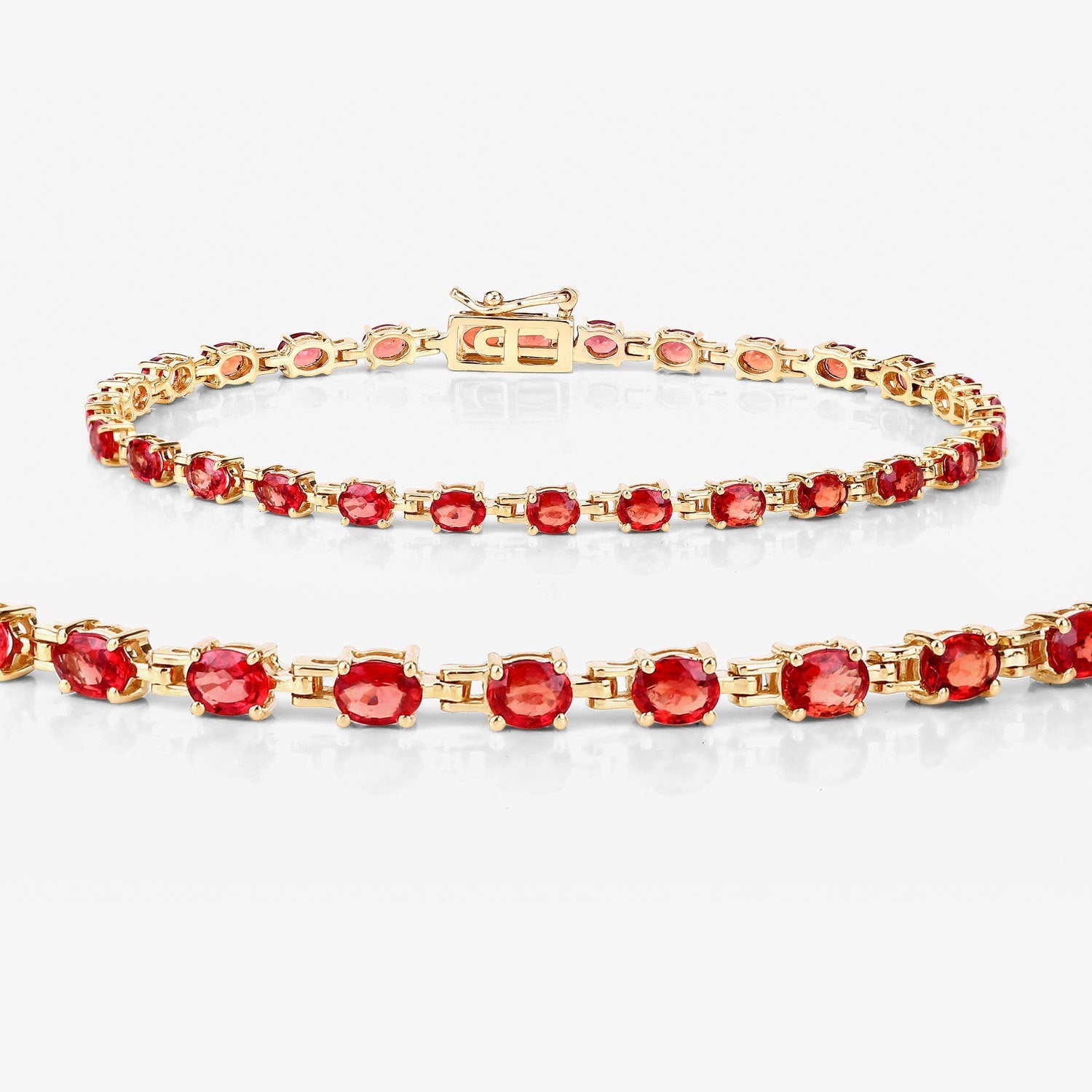 7.00 Carat Genuine Orange Sapphire 14K Yellow Gold Bracelet Bids.com