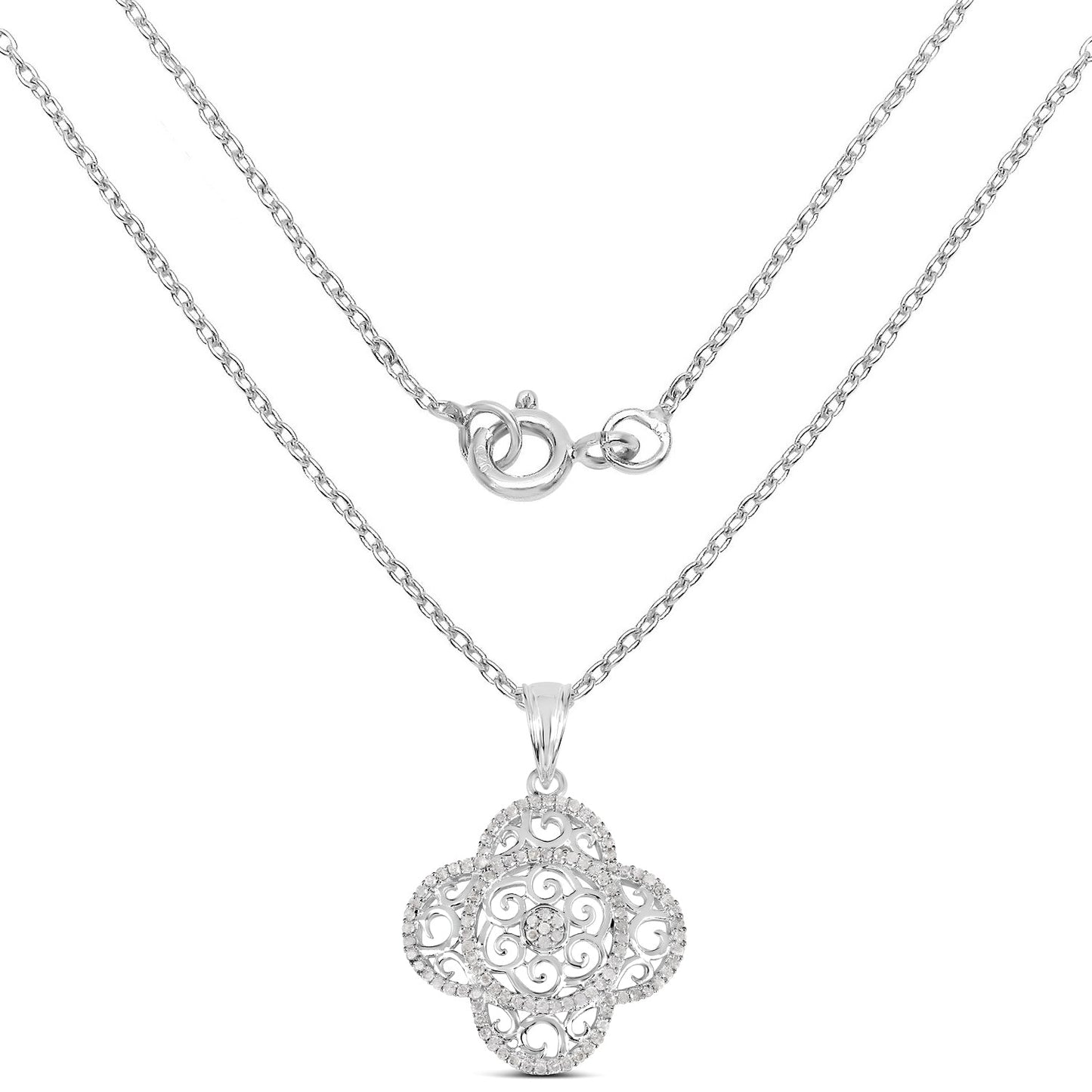 0.57 Carat Genuine White Diamond .925 Sterling Silver Pendant Bids.com
