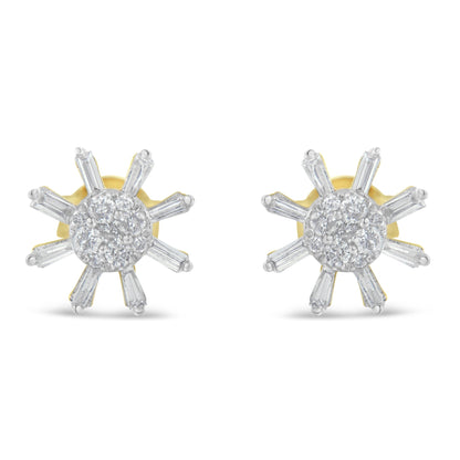 10k Yellow Gold Round and Baguette Diamond Stud Earring (0.50 cttw, H-I Color, I2-I3 Clarity) Bids.com
