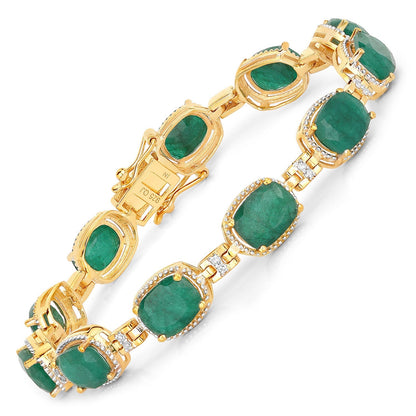 15.06 Carat Dyed Emerald and White Diamond .925 Sterling Silver Bracelet Bids.com