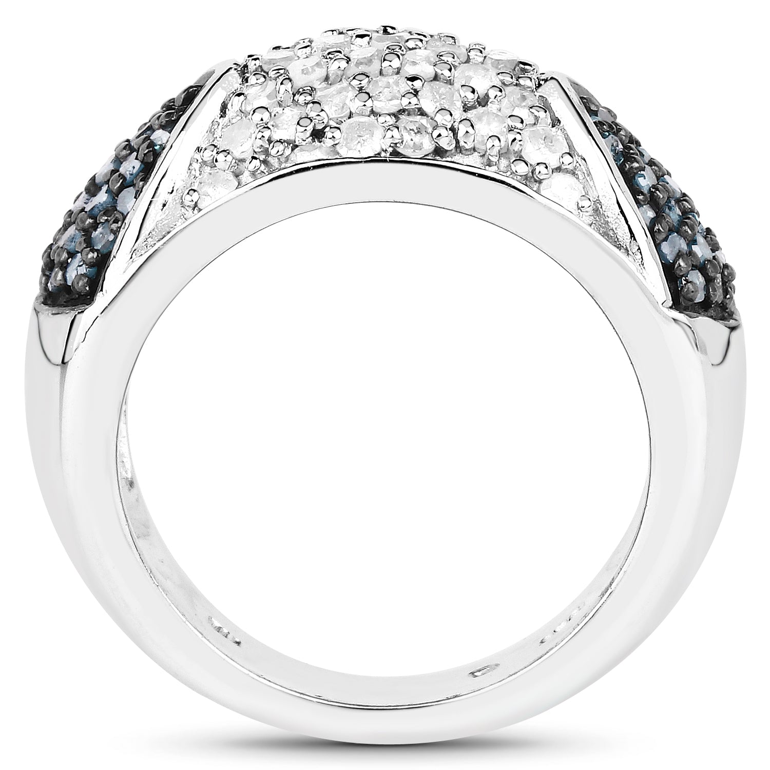 0.94 Carat Genuine Blue Diamond and White Diamond .925 Sterling Silver Ring Bids.com