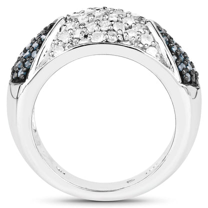 0.94 Carat Genuine Blue Diamond and White Diamond .925 Sterling Silver Ring Bids.com