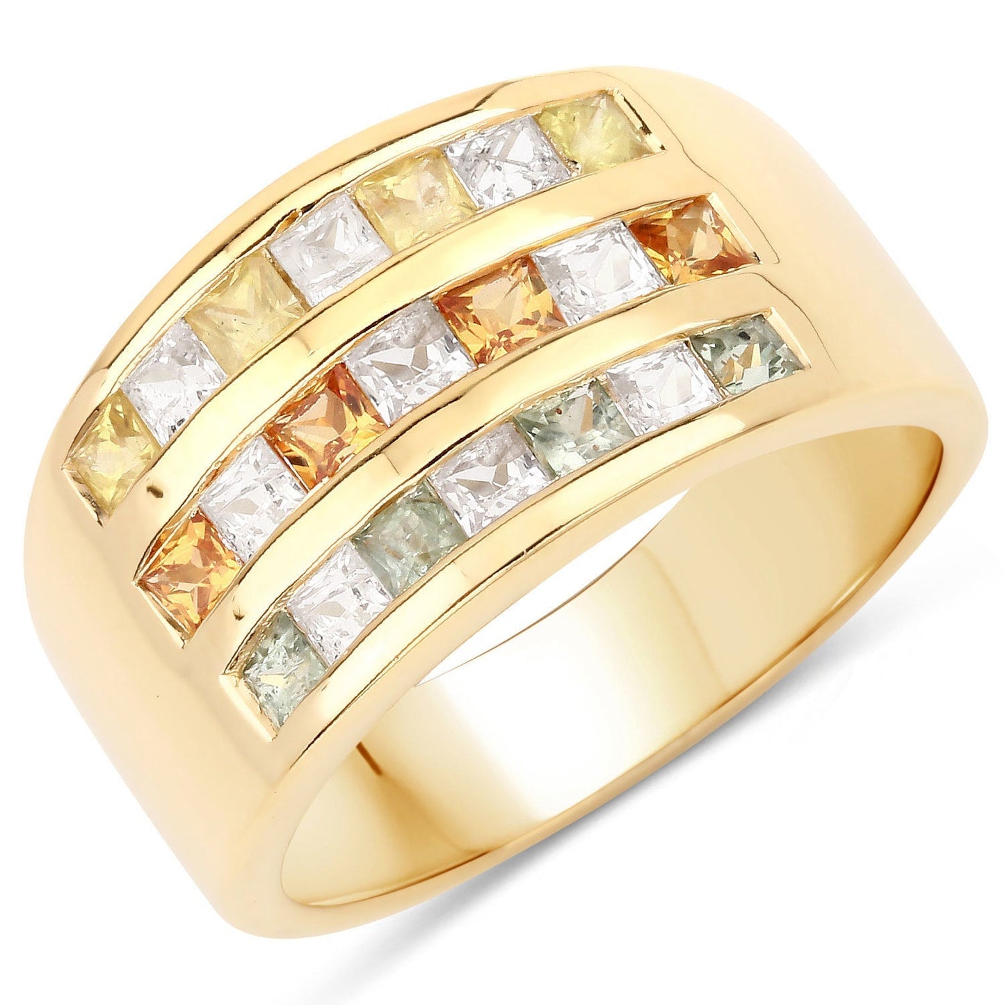 1.68 Carat Genuine Multi Sapphire .925 Sterling Silver Ring Bids.com