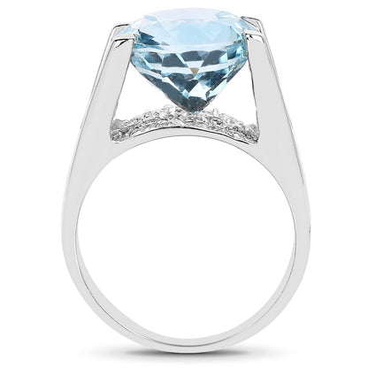 7.21 Carat Genuine Blue Topaz and White Cubic Zirconia .925 Sterling Silver Ring Bids.com