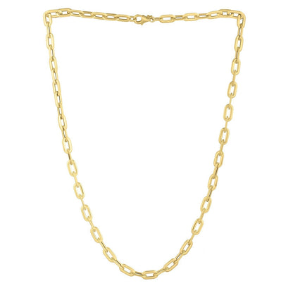 14k Yellow Gold Oval Domed Paperclip Chain Necklace (5.30 mm) Bids.com