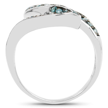 0.76 Carat Genuine Blue Diamond .925 Sterling Silver Ring Bids.com