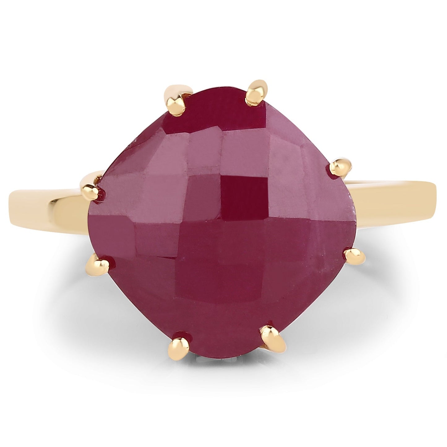 14K Yellow Gold Plated 8.95 Carat Glass Filled Ruby .925 Sterling Silver Ring Bids.com