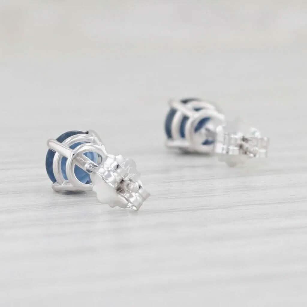 1ctw Blue Sapphire Stud Earrings 14k White Gold September Birthstone Solitaire DailySale