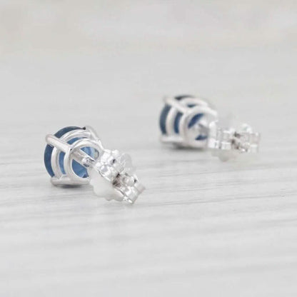 1ctw Blue Sapphire Stud Earrings 14k White Gold September Birthstone Solitaire DailySale