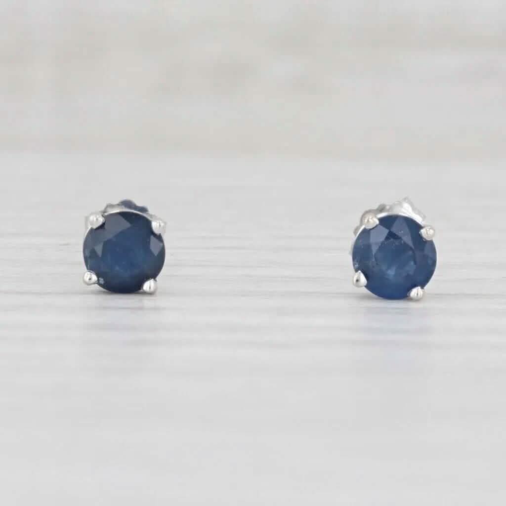 1ctw Blue Sapphire Stud Earrings 14k White Gold September Birthstone Solitaire DailySale