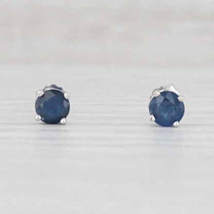 1ctw Blue Sapphire Stud Earrings 14k White Gold September Birthstone Solitaire DailySale