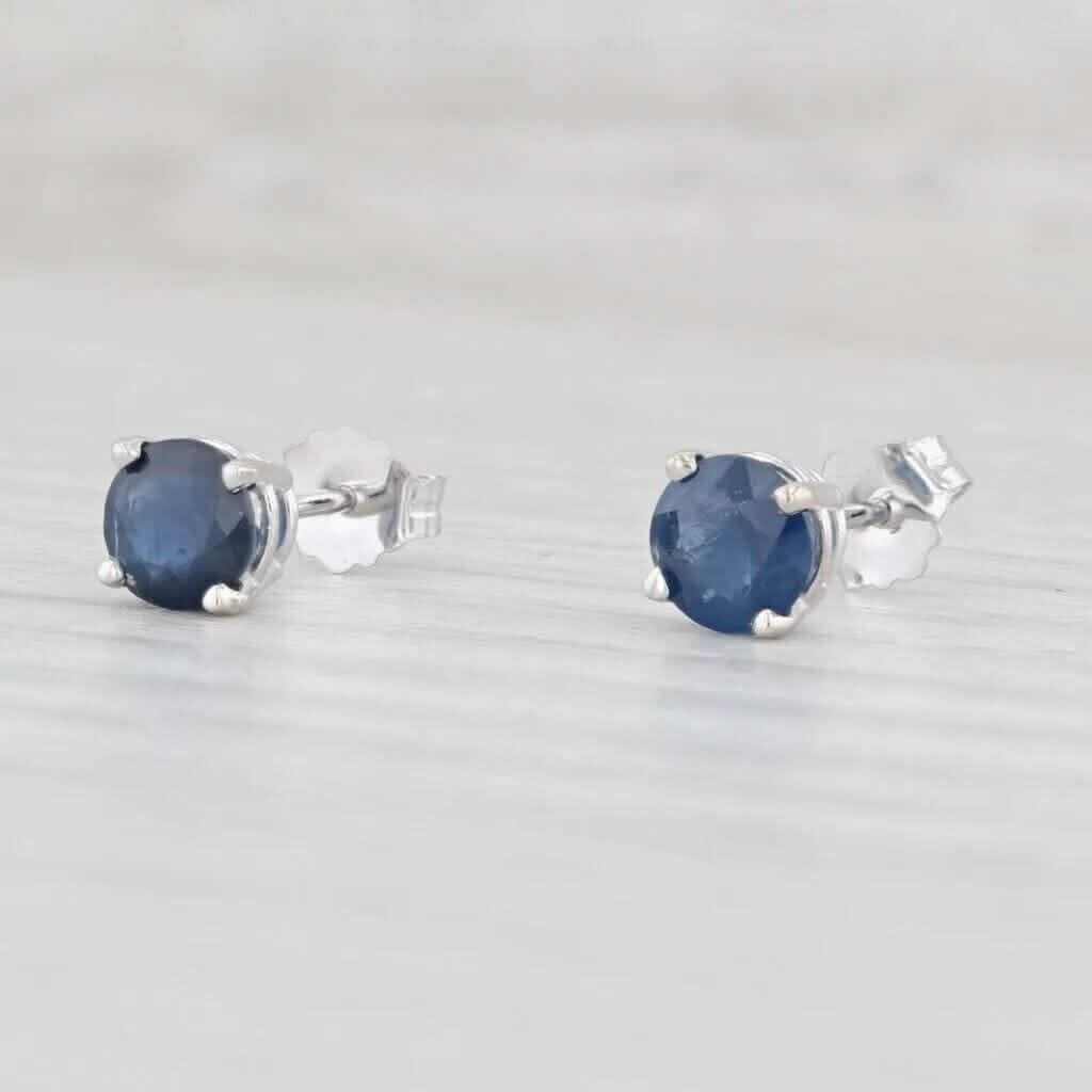 1ctw Blue Sapphire Stud Earrings 14k White Gold September Birthstone Solitaire DailySale