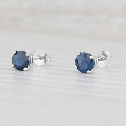 1ctw Blue Sapphire Stud Earrings 14k White Gold September Birthstone Solitaire DailySale
