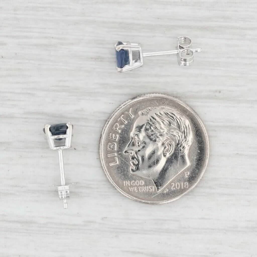 1ctw Blue Sapphire Stud Earrings 14k White Gold September Birthstone Solitaire DailySale