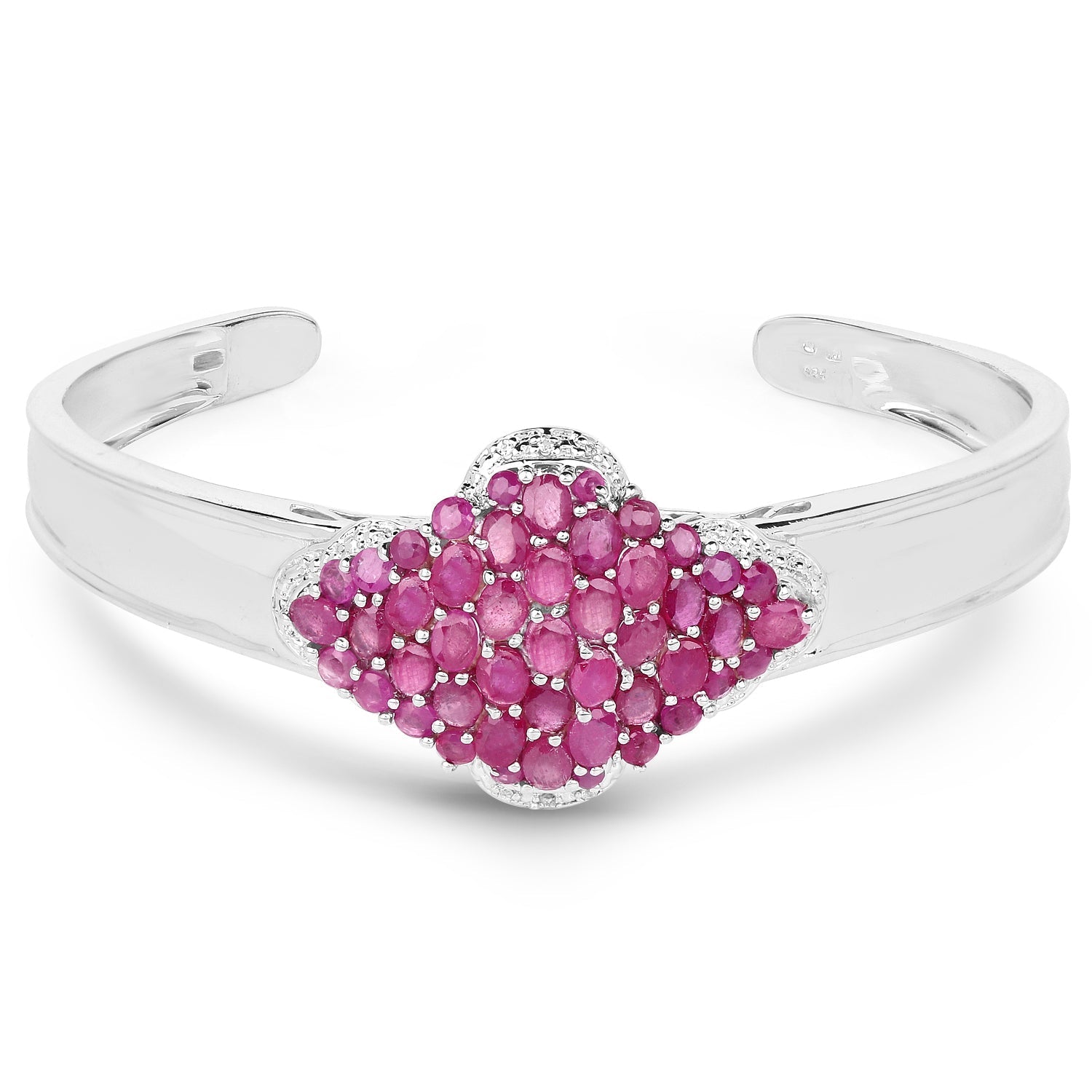 7.38 Carat Glass Filled Ruby, Ruby and White Topaz .925 Sterling Silver Bangle Bids.com