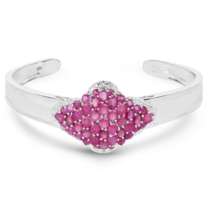 7.38 Carat Glass Filled Ruby, Ruby and White Topaz .925 Sterling Silver Bangle Bids.com