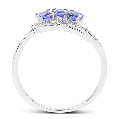 0.56 Carat Genuine Tanzanite and White Diamond 14K White Gold Ring Bids.com