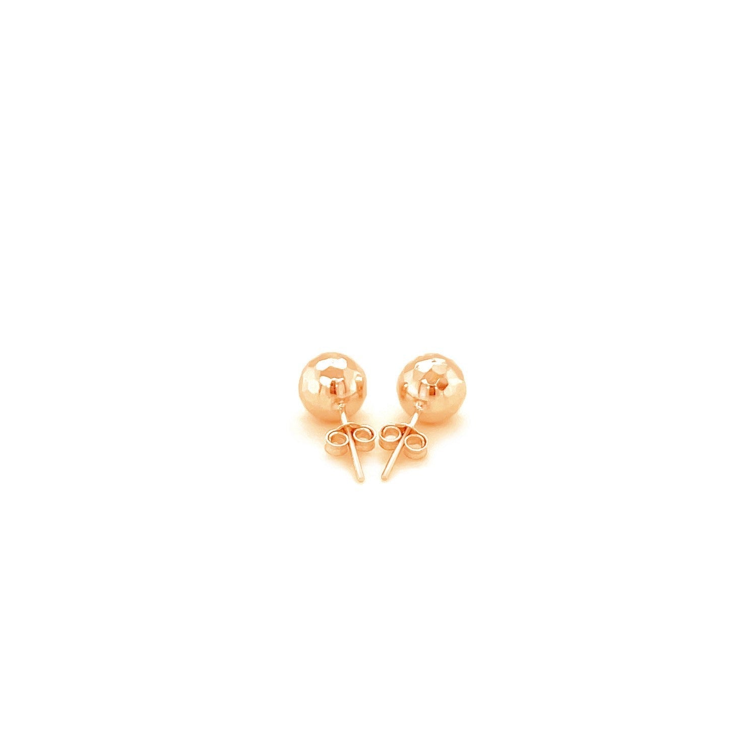 14k Rose Gold Ball Earrings with Faceted Texture Bids.com