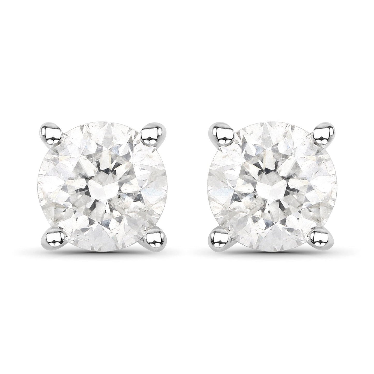 0.80 Carat Genuine White Diamond 14K White Gold Earrings Bids.com