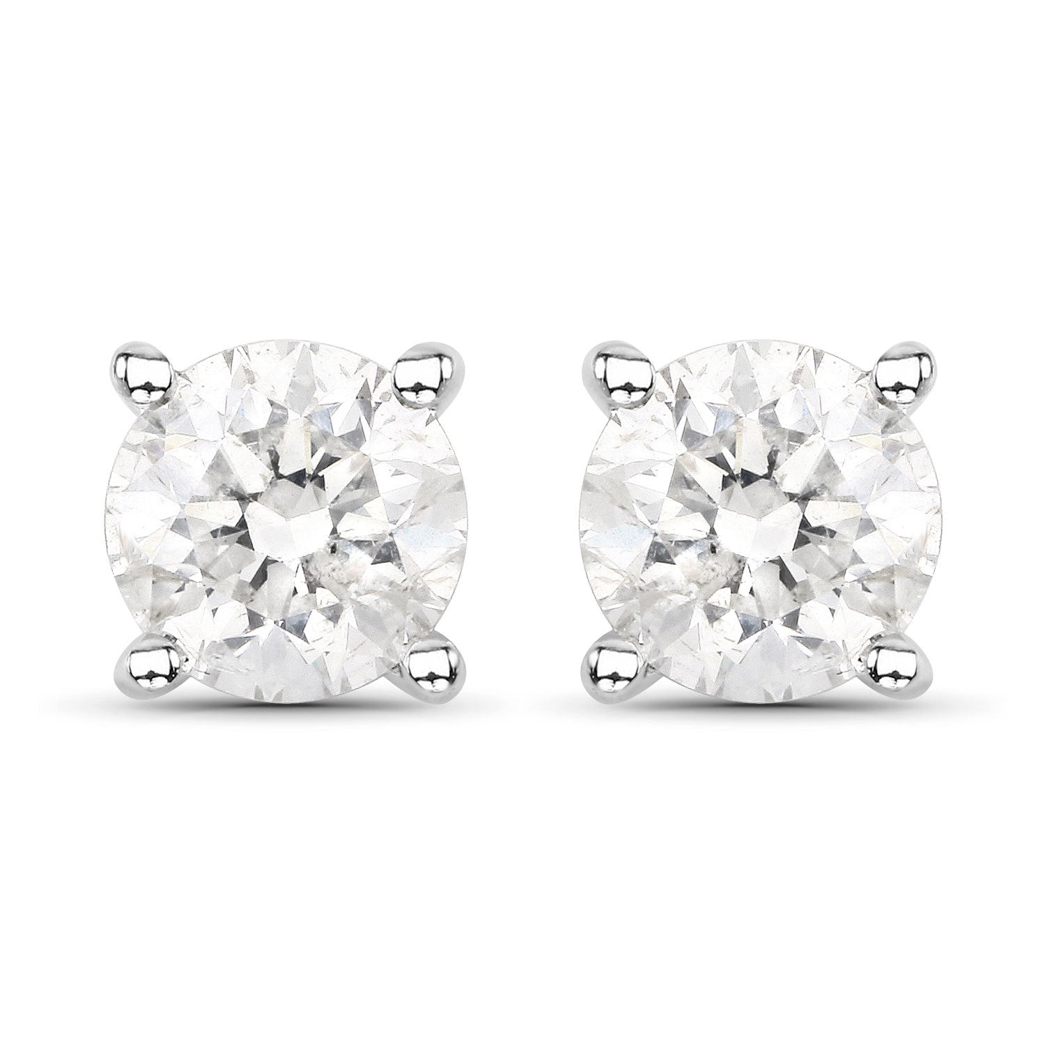 0.80 Carat Genuine White Diamond 14K White Gold Earrings Bids.com