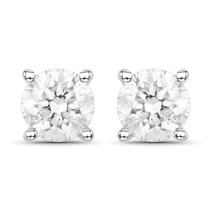 0.80 Carat Genuine White Diamond 14K White Gold Earrings Bids.com
