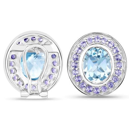 6.30 Carat Genuine Blue Topaz and Tanzanite .925 Sterling Silver Earrings Bids.com