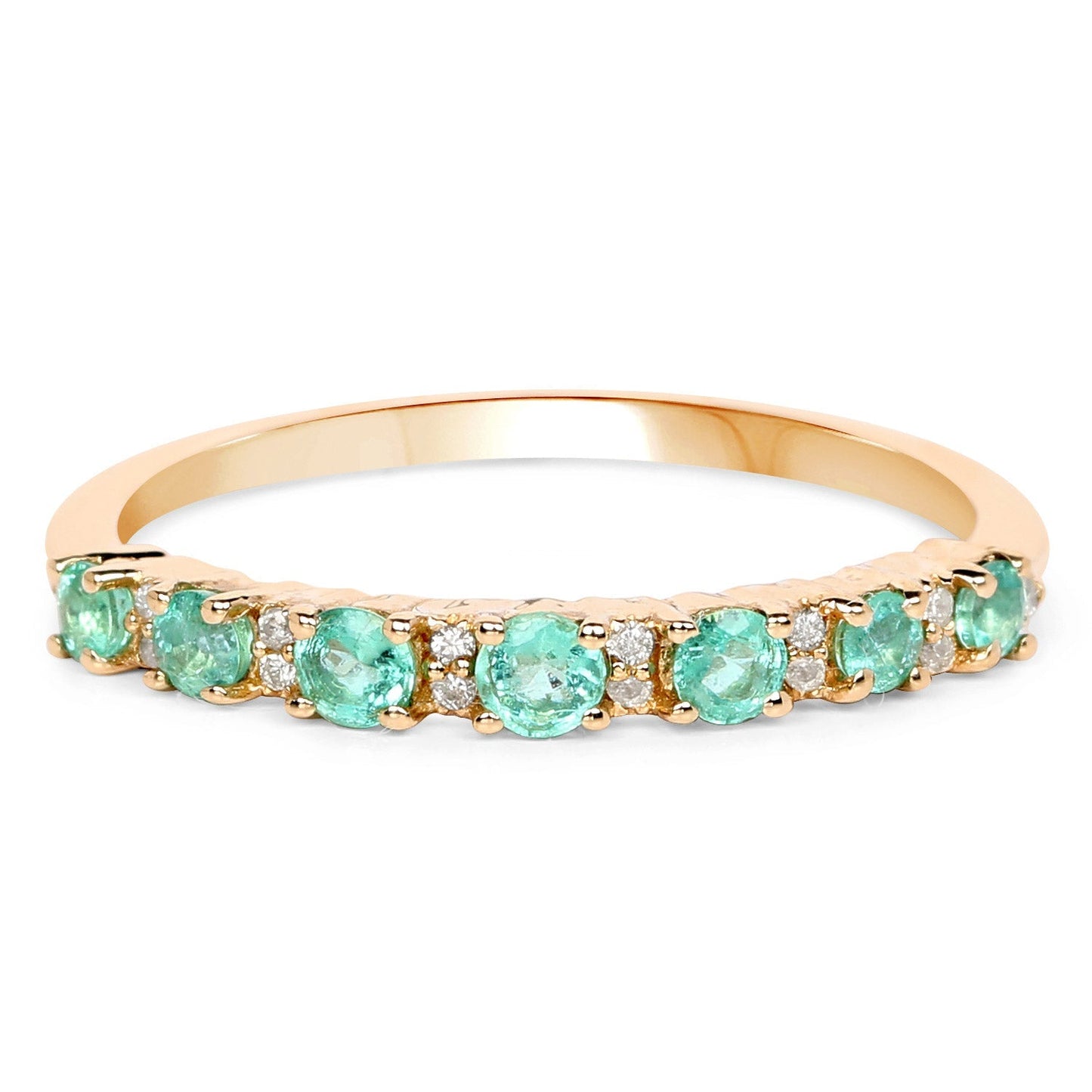 0.41 Carat Genuine Zambian Emerald and White Diamond 14K Yellow Gold Ring Bids.com