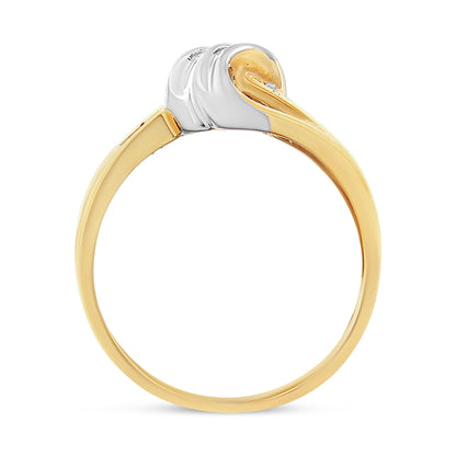 10K Yellow and White Gold 1/10 Cttw Baguette and Round-Cut Diamond Bypass Ring (I2 Color, H-I Clarity) - Size 7 Bids.com