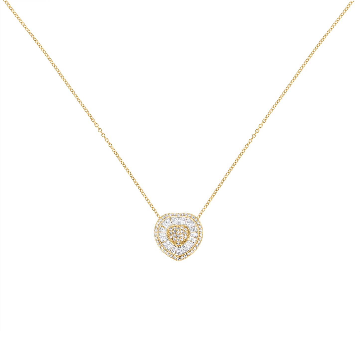 10KT Yellow Gold Diamond Heart Pendant Necklace (1/2 cttw, H-I Color, I1-I2 Clarity) Bids.com