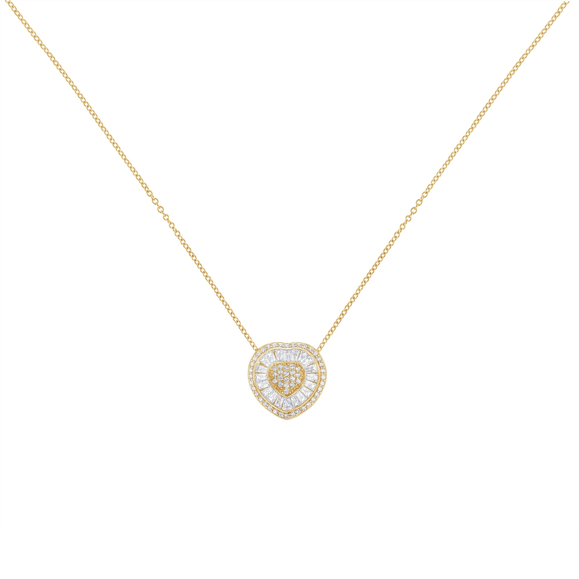 10KT Yellow Gold Diamond Heart Pendant Necklace (1/2 cttw, H-I Color, I1-I2 Clarity) Bids.com