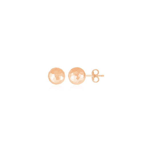 14k Rose Gold Ball Earrings with Faceted Texture Bids.com