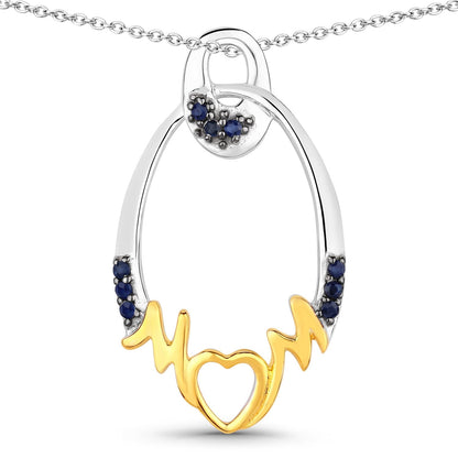0.18 Carat Genuine Blue Sapphire .925 Sterling Silver Pendant Bids.com