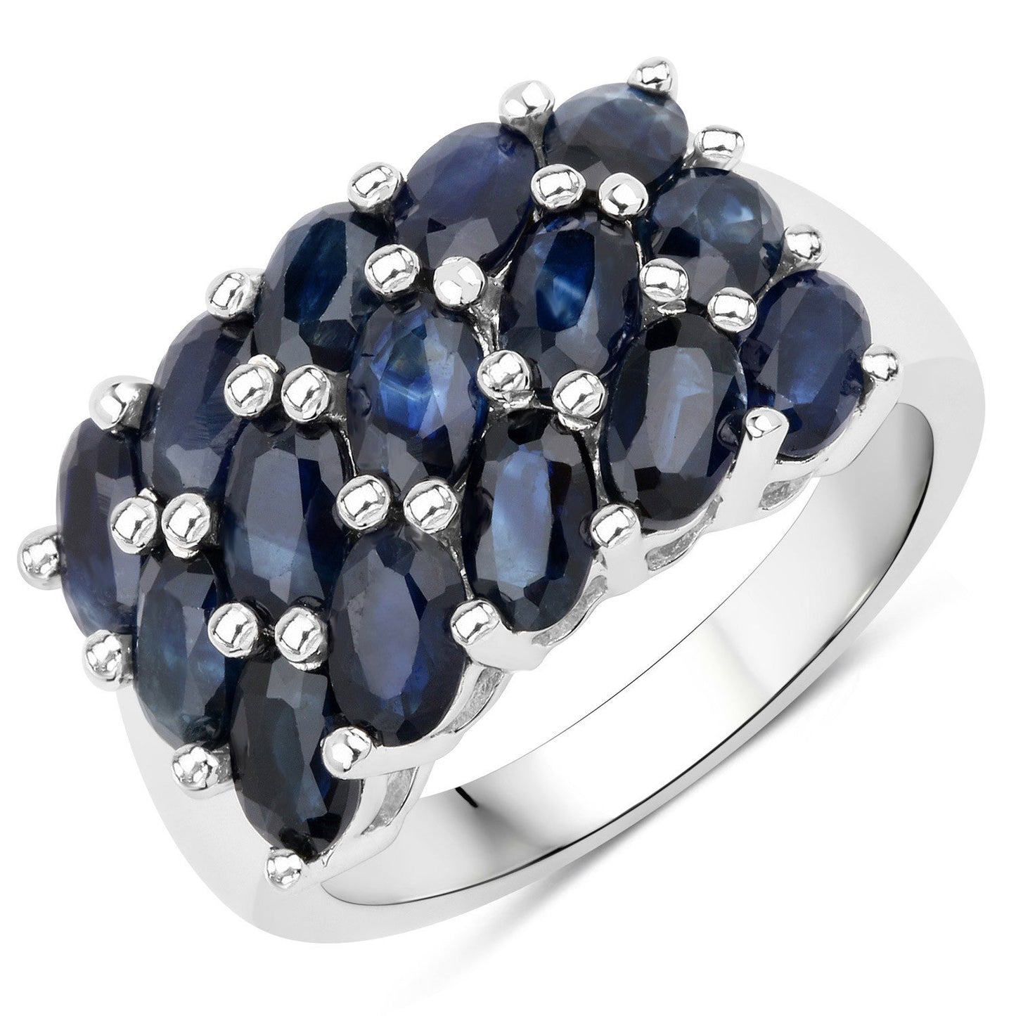 3.30 Carat Genuine Blue Sapphire .925 Sterling Silver Ring Bids.com