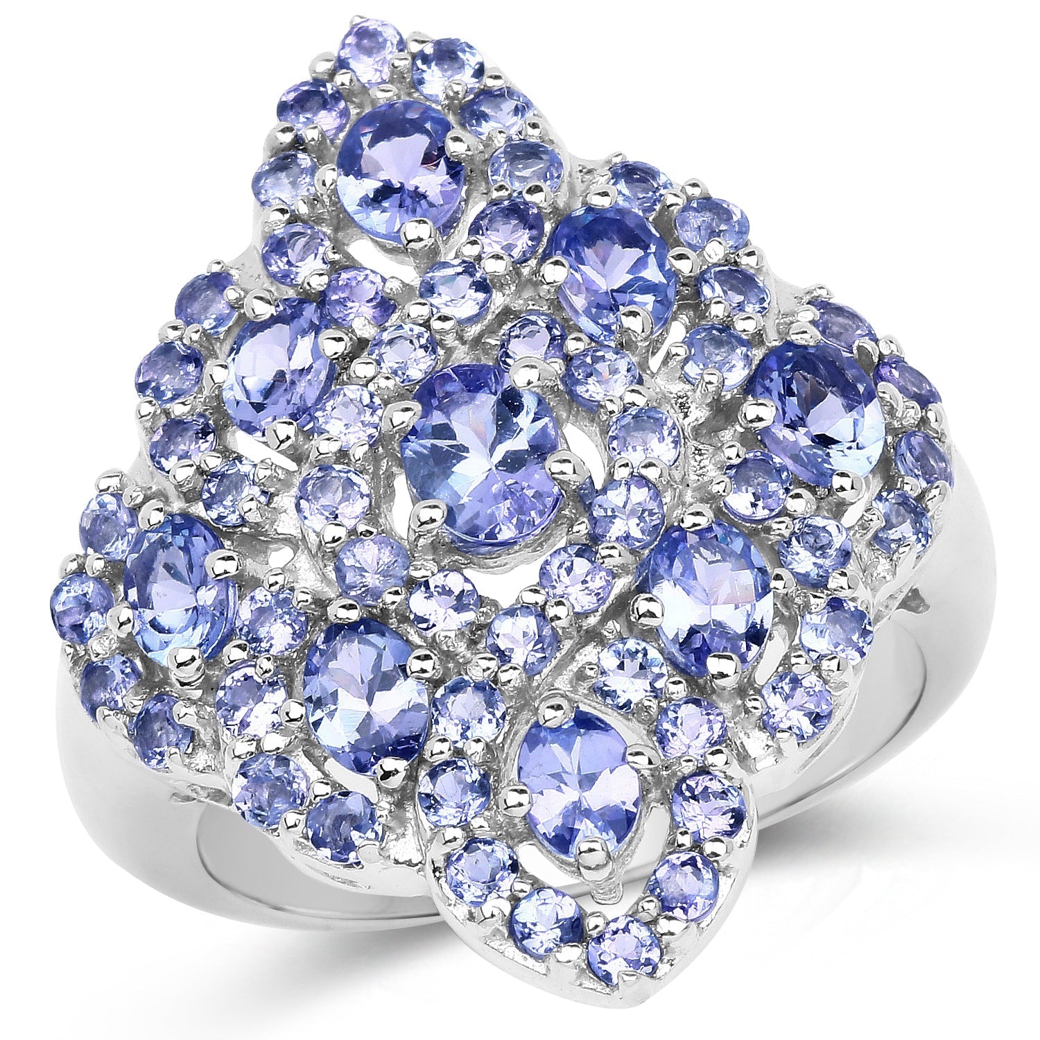3.31 Carat Genuine Tanzanite .925 Sterling Silver Ring Bids.com