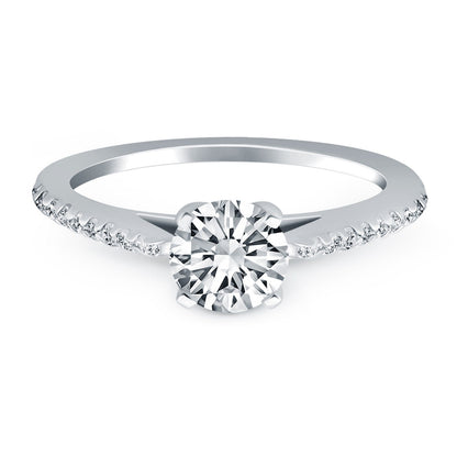 14k White Gold Micro Prong Diamond Cathedral Engagement Ring Bids.com
