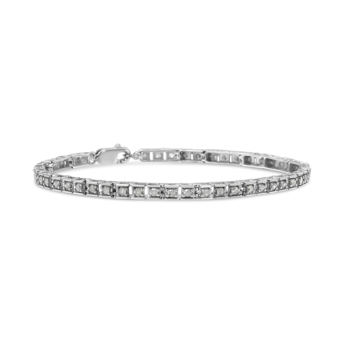 .925 Sterling Silver 1.0 Cttw Diamond Square Hybrid Link 7" Tennis Bracelet (I-J Color, I2-I3 Clarity) Bids.com