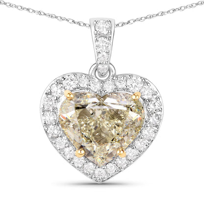 IGI Certified 4.51 Carat Genuine Light Yellow Diamond Center and 0.45cttw White Diamond 18K White Gold Pendant (4.96cttw) Bids.com