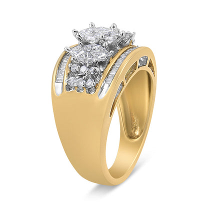10K Yellow and White Gold 1 1/2 Cttw Pear Shaped 3 Stone Style Diamond Ring Band (H-I Color, SI1-SI2 Clarity) - Ring Size 7 Bids.com
