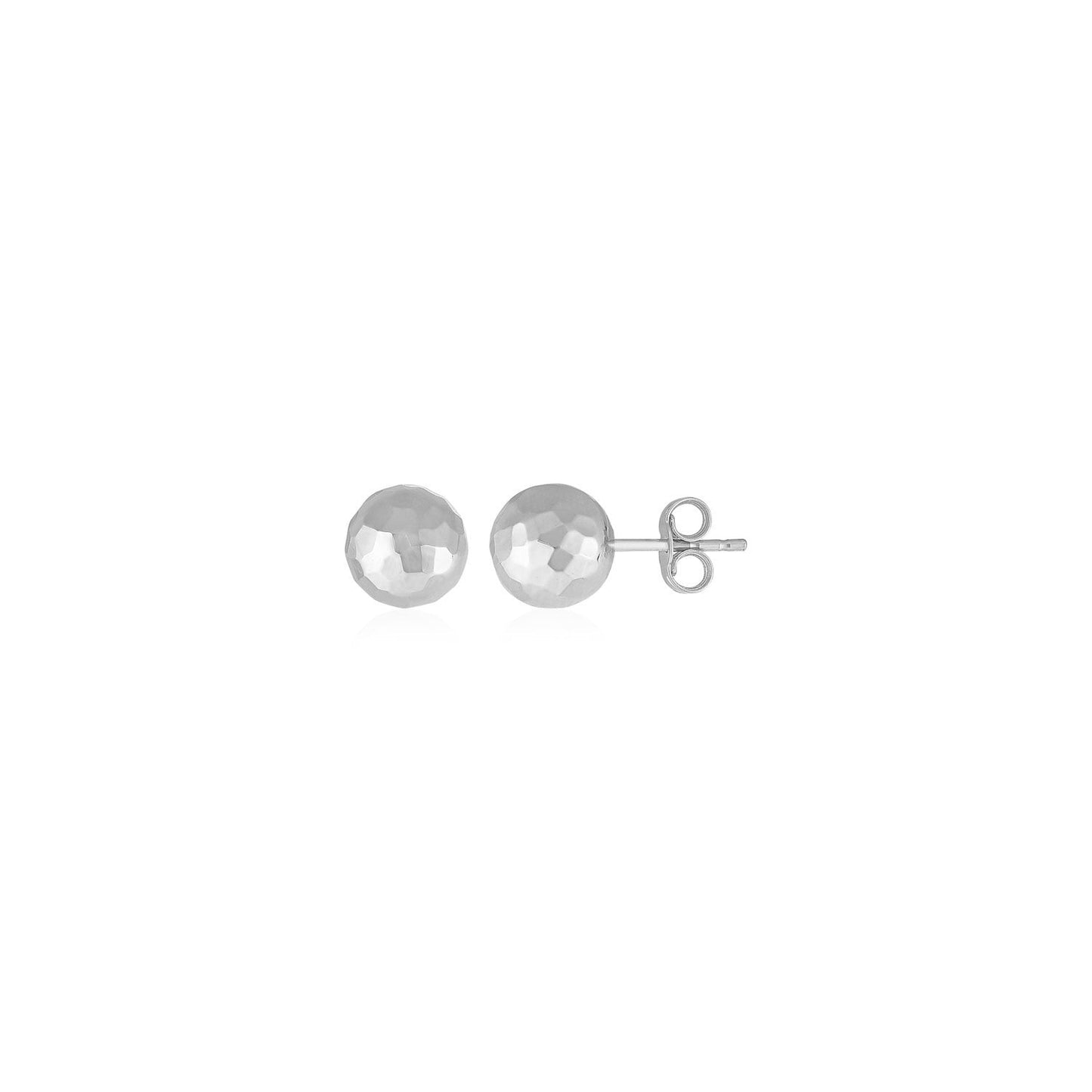 14k White Gold Ball Earrings with Faceted Texture Bids.com