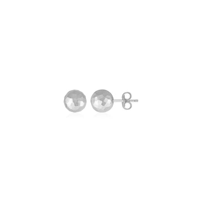 14k White Gold Ball Earrings with Faceted Texture Bids.com