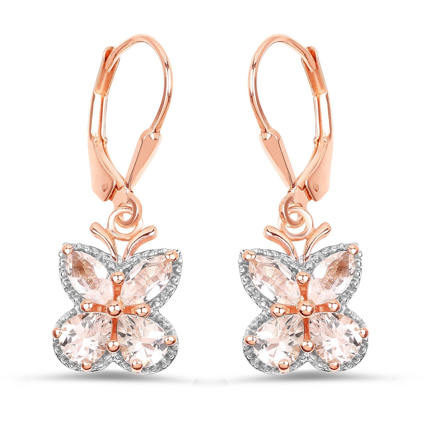 18K Rose Gold Plated 1.88 Carat Genuine Morganite .925 Sterling Silver Earrings Bids.com