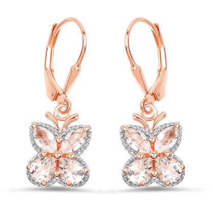 18K Rose Gold Plated 1.88 Carat Genuine Morganite .925 Sterling Silver Earrings Bids.com