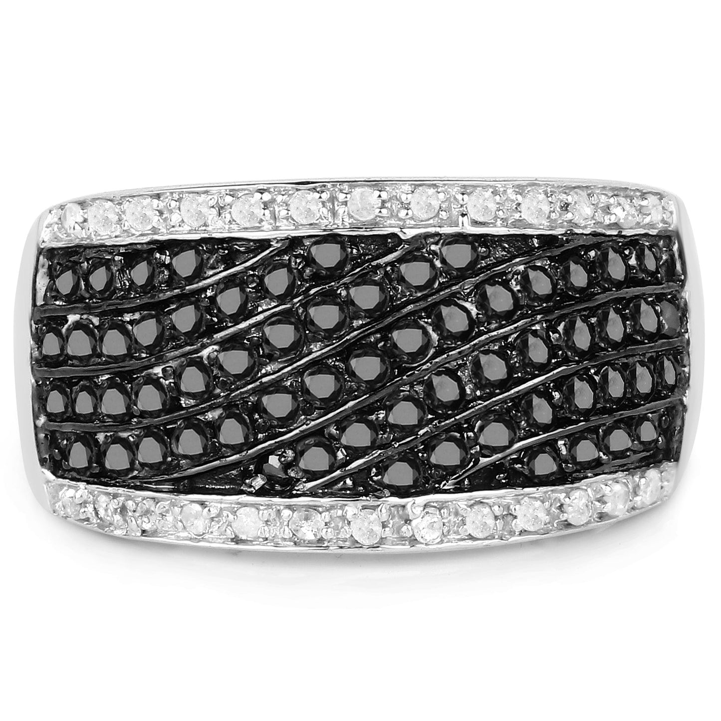 0.79 Carat Genuine Black Diamond .925 Sterling Silver Ring Bids.com