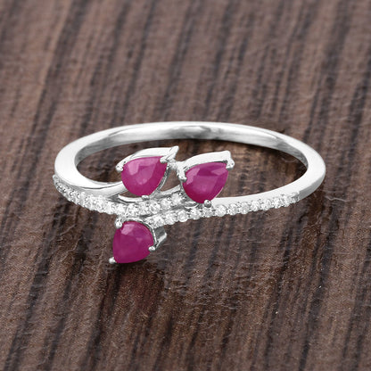 0.68 Carat Genuine Ruby and White Diamond 14K White Gold Ring Bids.com