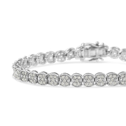 .925 Sterling Silver 2.0 Cttw Diamond Cluster Link Bracelet (I-J Color, I2-I3 Clarity) - Size 7.25" Bids.com