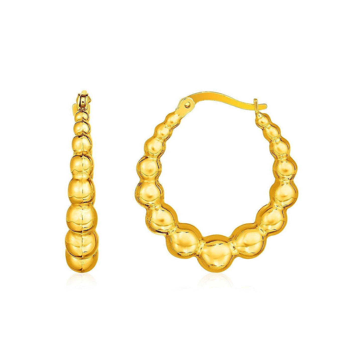 14k Yellow Gold Graduated Sphere Hoop Earrings Bids.com