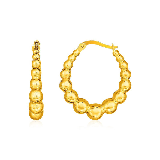 14k Yellow Gold Graduated Sphere Hoop Earrings Bids.com